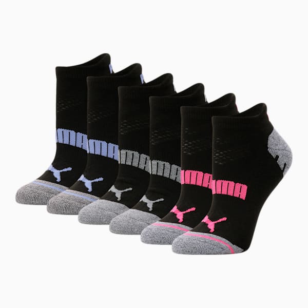 Calcetines para mujer de media felpa y corte bajo [3 pares], BLACK / PINK, extralarge
